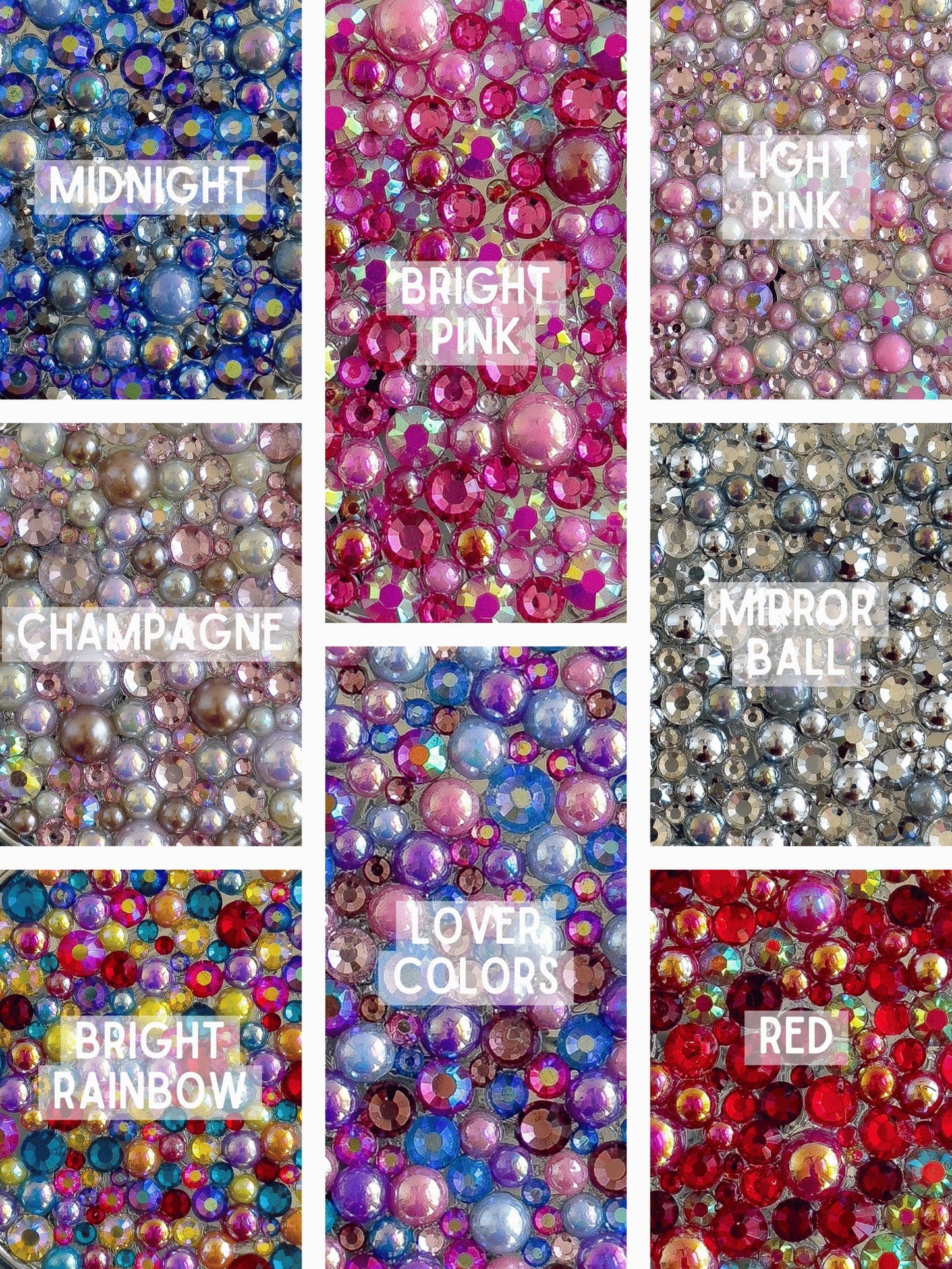 a collage of different colors of beads