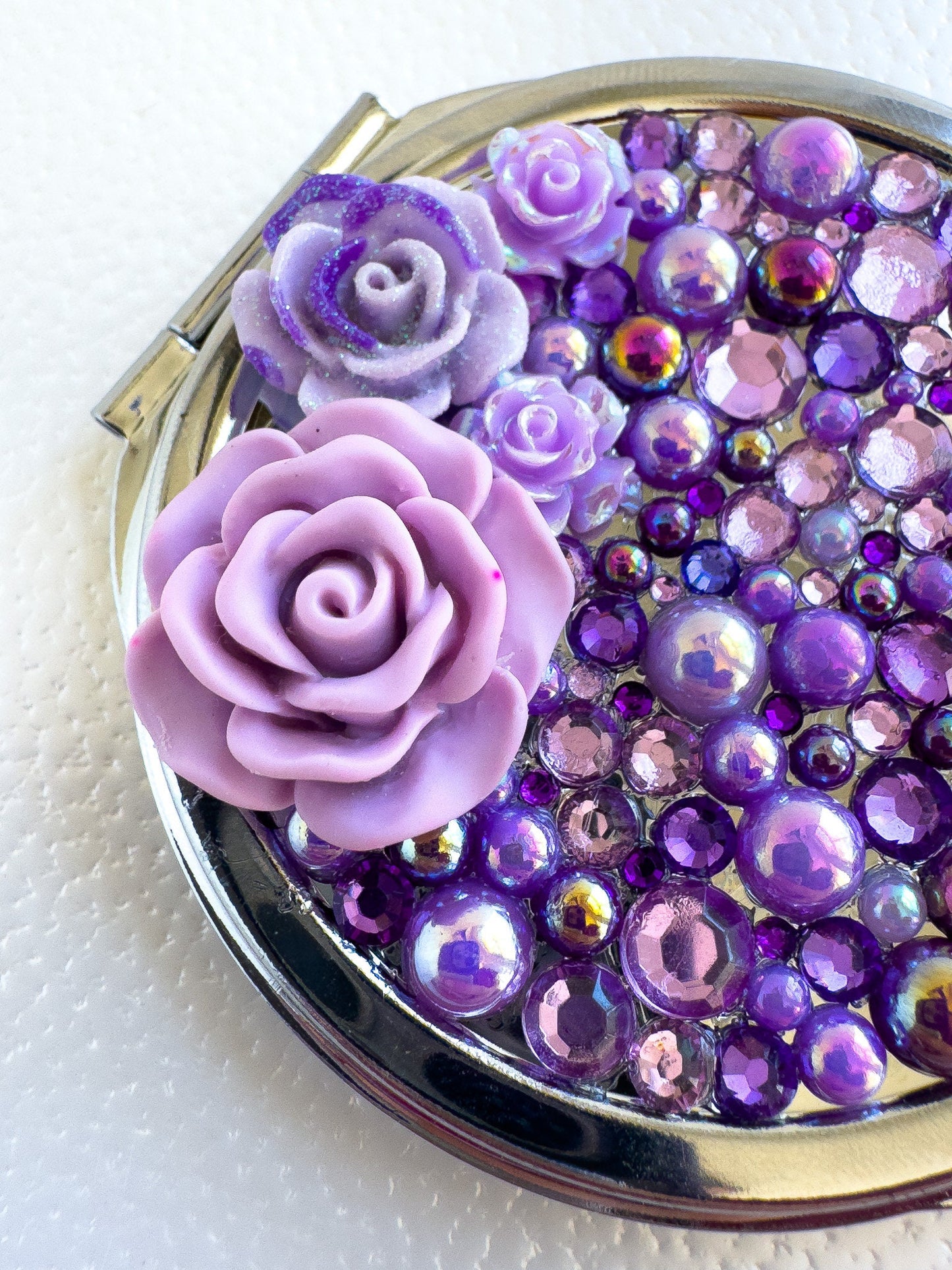 a close up of a plate with a flower on it